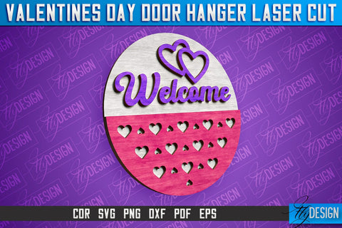 Valentines Day Door Hanger Laser Cut SVG | Laser Cut File | CNC files SVG Fly Design 