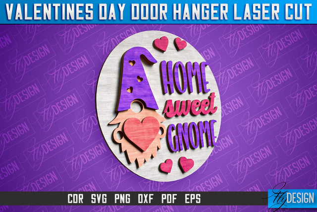 Valentines Day Door Hanger Laser Cut SVG | Laser Cut File | CNC files SVG Fly Design 