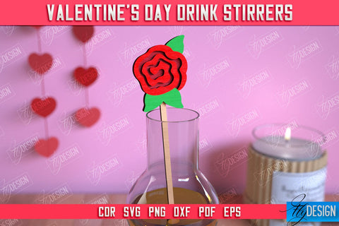 Valentine's Day Drink Stirrers Bundle | Cocktail Stirrers | Drinks Markers | Valentine's Signs | CNC File SVG Fly Design 