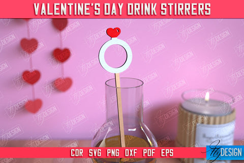 Valentine's Day Drink Stirrers Bundle | Cocktail Stirrers | Drinks Markers | Valentine's Signs | CNC File SVG Fly Design 