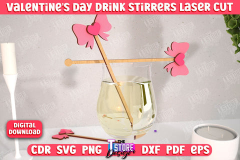 Valentine's Day Drink Stirrers Bundle | Cocktail Stirrers | Drinks Markers | Valentine's Signs | CNC Files SVG The T Store Design 