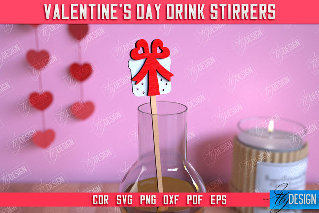 Valentine's Day Drink Stirrers | Cocktail Stirrers | Drinks Markers | Valentine's Signs | CNC File SVG Fly Design 