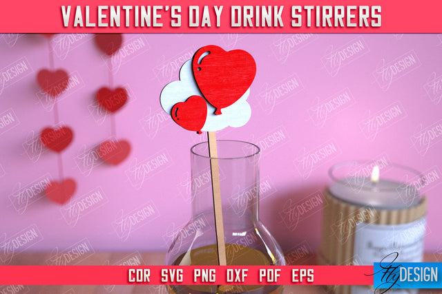 Valentine's Day Drink Stirrers | Cocktail Stirrers | Drinks Markers | Valentine's Signs | CNC File SVG Fly Design 