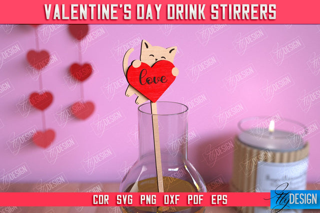 Valentine's Day Drink Stirrers | Cocktail Stirrers | Drinks Markers | Valentine's Signs | CNC File SVG Fly Design 