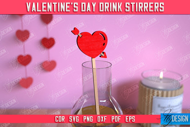 Valentine's Day Drink Stirrers | Cocktail Stirrers | Drinks Markers | Valentine's Signs | CNC File SVG Fly Design 