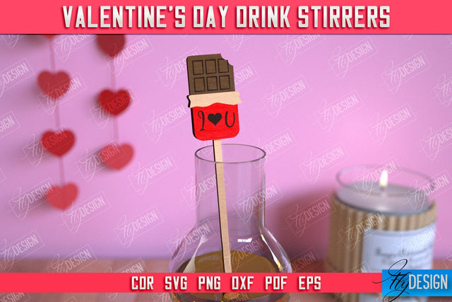 Valentine's Day Drink Stirrers | Cocktail Stirrers | Drinks Markers | Valentine's Signs | CNC File SVG Fly Design 
