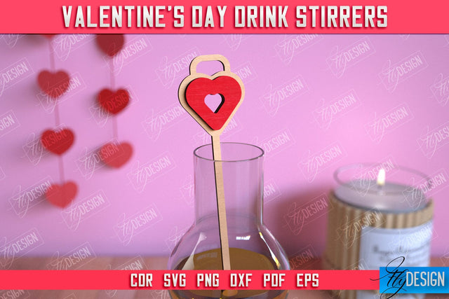 Valentine's Day Drink Stirrers | Cocktail Stirrers | Drinks Markers | Valentine's Signs | CNC File SVG Fly Design 