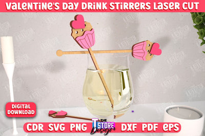 Valentine's Day Drink Stirrers | Cocktail Stirrers | Drinks Markers | Valentine's Signs | CNC File SVG The T Store Design 