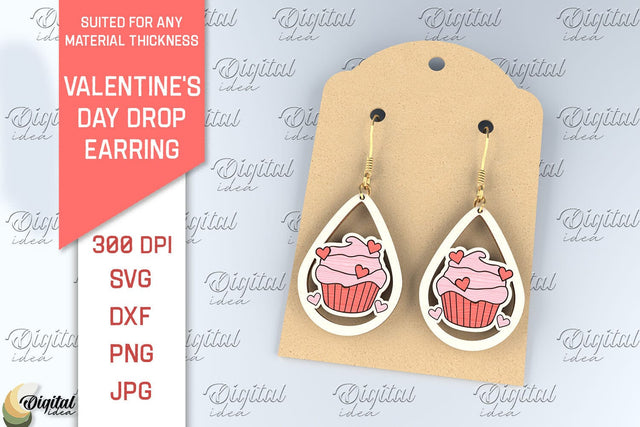 Valentine's Day Drop Earrings SVG. Cupcake SVG SVG Evgenyia Guschina 