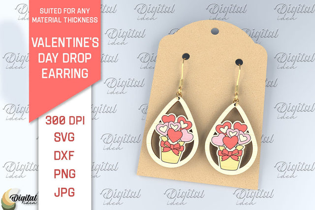 Valentine's Day Drop Earrings SVG. Heart SVG SVG Evgenyia Guschina 