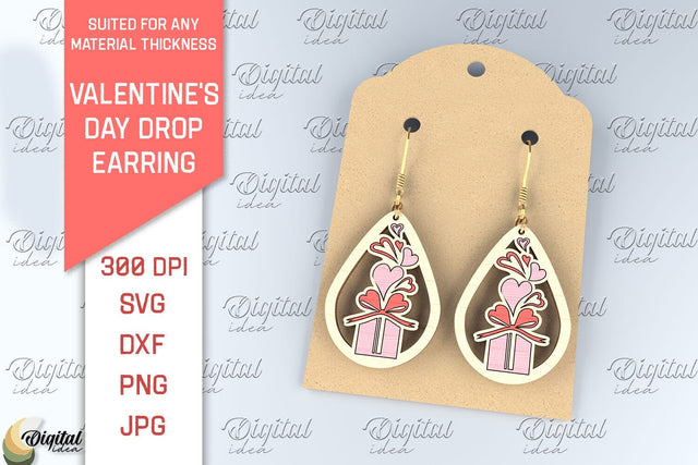 Valentine's Day Drop Earrings SVG. Heart SVG SVG Evgenyia Guschina 
