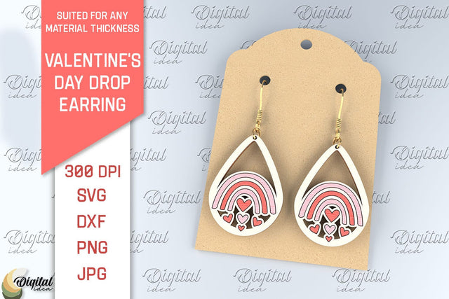 Valentine's Day Drop Earrings SVG. Rainbow SVG SVG Evgenyia Guschina 
