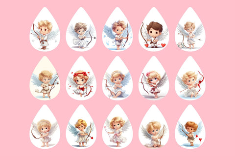 Valentines Day Earring Bundle PNG. Teardrop Earring Bundle Sublimation Olga Terlyanskaya 