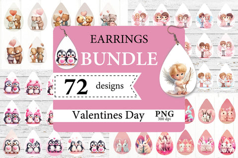 Valentines Day Earring Bundle PNG. Teardrop Earring Bundle Sublimation Olga Terlyanskaya 