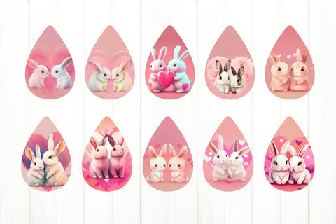 Valentines Day Earring Bundle PNG. Teardrop Earring Bundle Sublimation Olga Terlyanskaya 