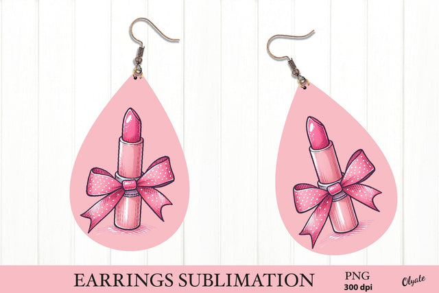 Valentine’s Day Earring PNG. Lipstick Coquette PNG Sublimation Olga Terlyanskaya 