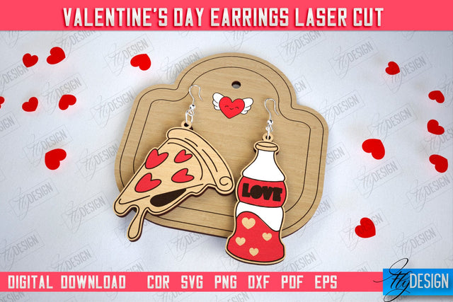 Valentine's Day Earrings | Accessories Design | Valentine's Day Gift Idea | CNC File SVG Fly Design 