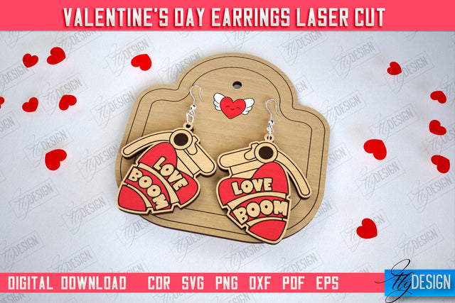 Valentine's Day Earrings | Accessories Design | Valentine's Day Gift Idea | CNC File SVG Fly Design 