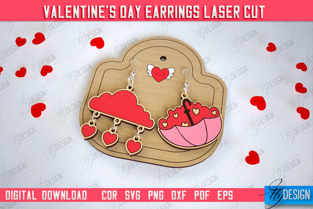 Valentine's Day Earrings | Accessories Design | Valentine's Day Gift Idea | CNC File SVG Fly Design 