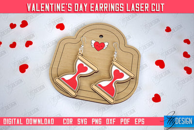 Valentine's Day Earrings | Accessories Design | Valentine's Day Gift Idea | CNC File SVG Fly Design 
