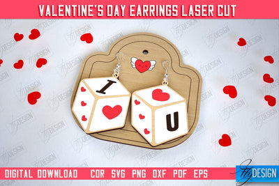 Valentine's Day Earrings | Accessories Design | Valentine's Day Gift Idea | CNC File SVG Fly Design 