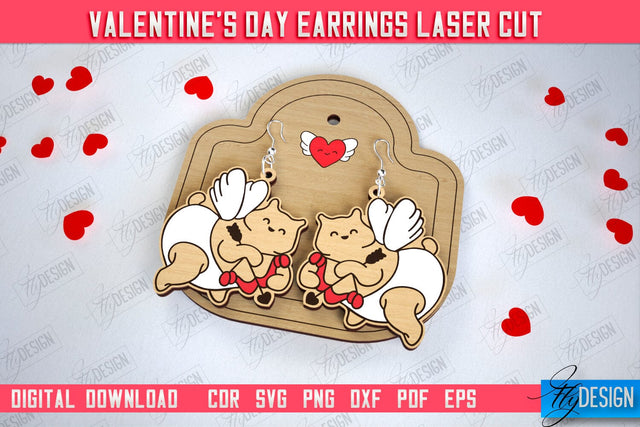 Valentine's Day Earrings | Accessories Design | Valentine's Day Gift Idea | CNC File SVG Fly Design 