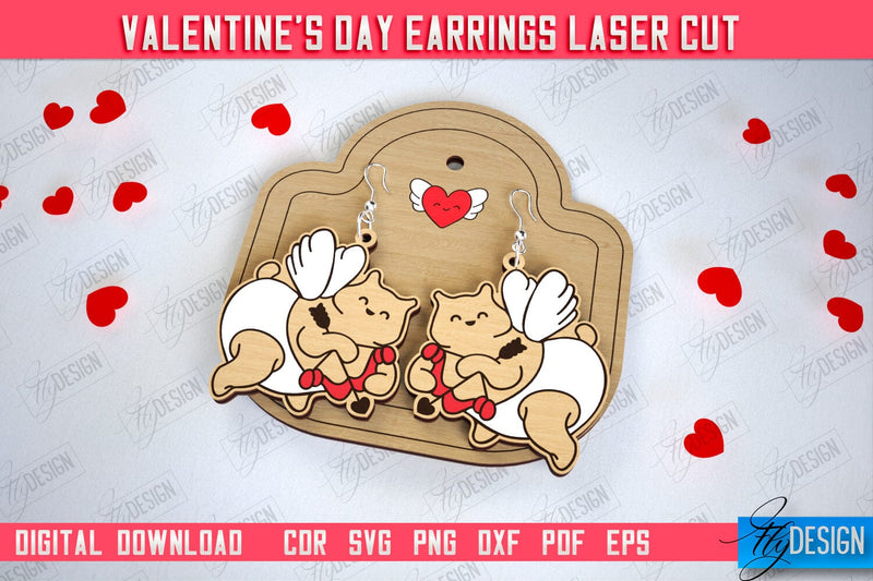 Valentine's Day Earrings | Accessories Design | Valentine's Day Gift Idea | CNC File SVG Fly Design 