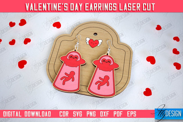 Valentine's Day Earrings | Accessories Design | Valentine's Day Gift Idea | CNC File SVG Fly Design 