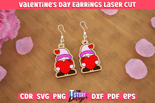 Valentine's Day Earrings | Accessories Design | Valentine's Day Gift Idea | CNC File SVG The T Store Design 