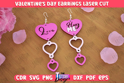 Valentine's Day Earrings | Accessories Design | Valentine's Day Gift Idea | CNC File SVG The T Store Design 