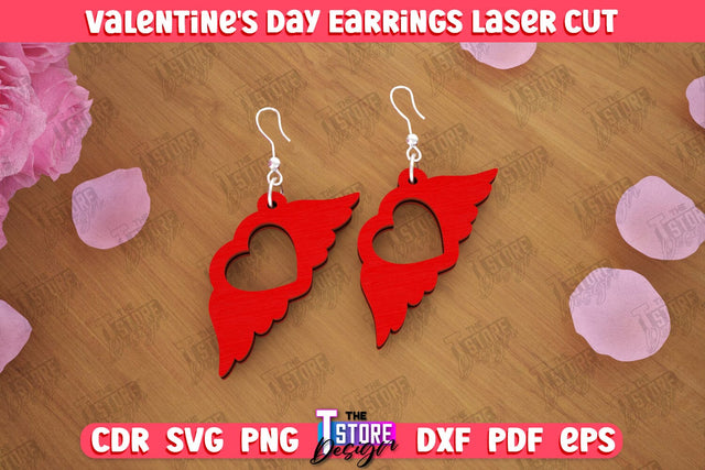 Valentine's Day Earrings | Accessories Design | Valentine's Day Gift Idea | CNC File SVG The T Store Design 