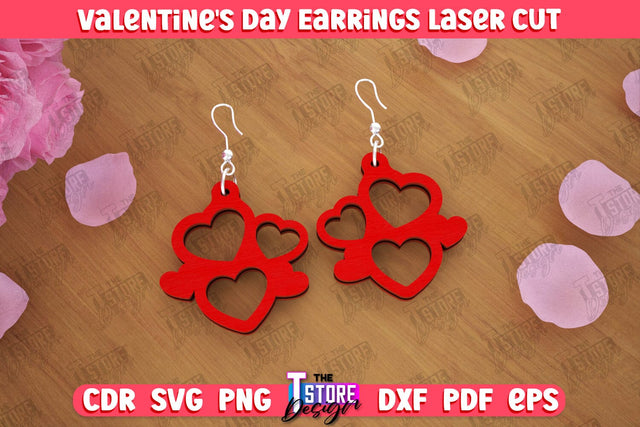 Valentine's Day Earrings | Accessories Design | Valentine's Day Gift Idea | CNC File SVG The T Store Design 