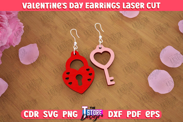Valentine's Day Earrings | Accessories Design | Valentine's Day Gift Idea | CNC File SVG The T Store Design 