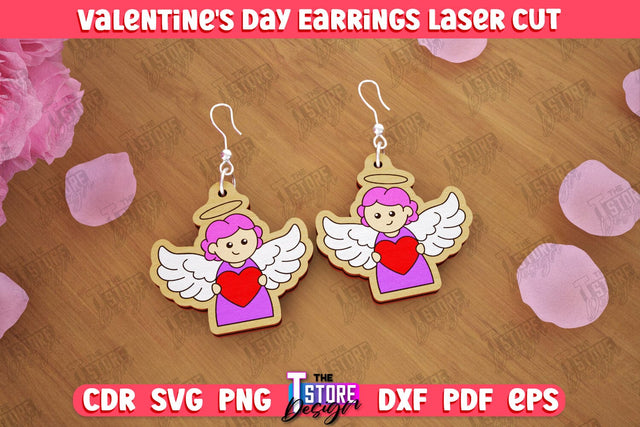 Valentine's Day Earrings | Accessories Design | Valentine's Day Gift Idea | CNC File SVG The T Store Design 
