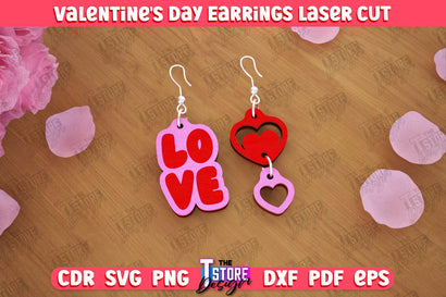 Valentine's Day Earrings | Accessories Design | Valentine's Day Gift Idea | CNC File SVG The T Store Design 