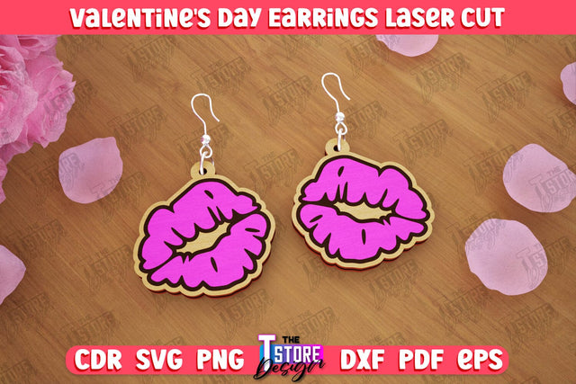 Valentine's Day Earrings | Accessories Design | Valentine's Day Gift Idea | CNC File SVG The T Store Design 