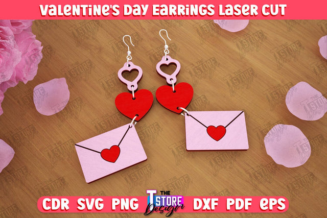 Valentine's Day Earrings | Accessories Design | Valentine's Day Gift Idea | CNC File SVG The T Store Design 