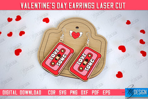 Valentine's Day Earrings Bundle | Accessories Design | Valentine's Day Gift Idea | CNC Files SVG Fly Design 