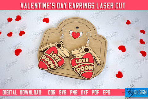 Valentine's Day Earrings Bundle | Accessories Design | Valentine's Day Gift Idea | CNC Files SVG Fly Design 