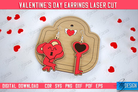 Valentine's Day Earrings Bundle | Accessories Design | Valentine's Day Gift Idea | CNC Files SVG Fly Design 