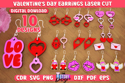 Valentine's Day Earrings Bundle | Accessories Design | Valentine's Day Gift Idea | CNC Files SVG The T Store Design 