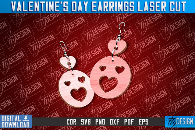 Valentine's Day Earrings Laser Cut | Accessories Laser Cut Design | CNC Files SVG Fly Design 