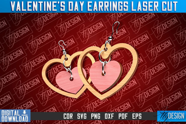 Valentine's Day Earrings Laser Cut | Accessories Laser Cut Design | CNC Files SVG Fly Design 