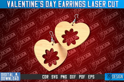 Valentine's Day Earrings Laser Cut | Accessories Laser Cut Design | CNC Files SVG Fly Design 