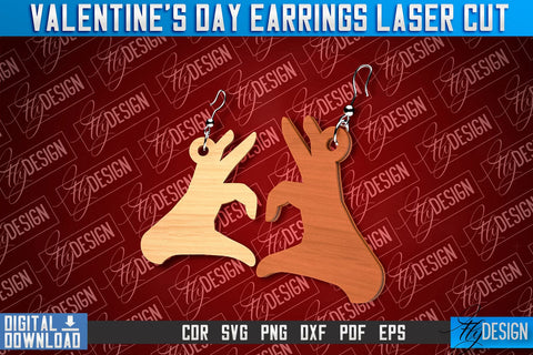 Valentine's Day Earrings Laser Cut | Accessories Laser Cut Design | CNC Files SVG Fly Design 