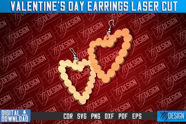 Valentine's Day Earrings Laser Cut | Accessories Laser Cut Design | CNC Files SVG Fly Design 
