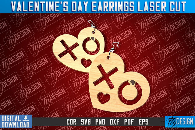 Valentine's Day Earrings Laser Cut | Accessories Laser Cut Design | CNC Files SVG Fly Design 