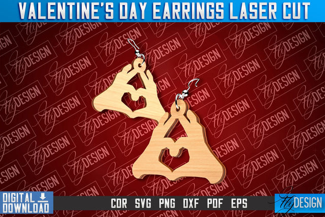 Valentine's Day Earrings Laser Cut | Accessories Laser Cut Design | CNC Files SVG Fly Design 