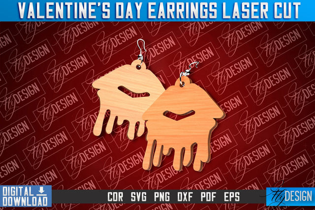 Valentine's Day Earrings Laser Cut | Accessories Laser Cut Design | CNC Files SVG Fly Design 