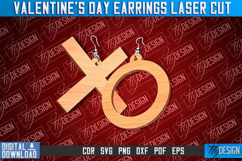 Valentine's Day Earrings Laser Cut | Accessories Laser Cut Design | CNC Files SVG Fly Design 